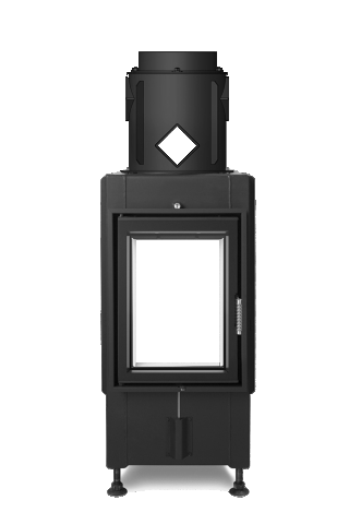 KV HAKA 37/50, otváracie dvierka, oceľový výmenník 90°, čierne, dvojité presklenie, ľavé (pánty vľavo)